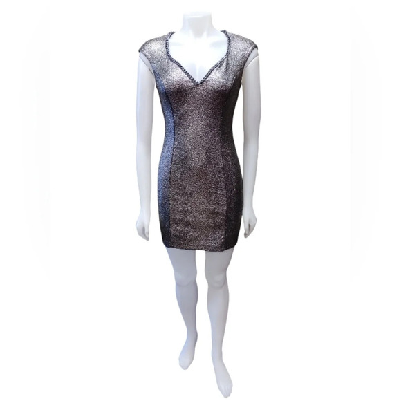 Guess Metallic Body  Con Sleeveless Mini Dress Size Small - Picture 2 of 13